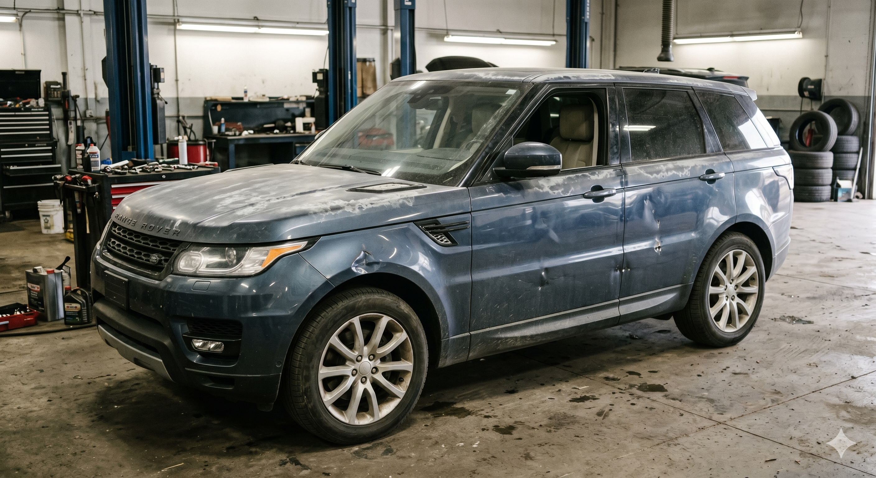 Before — Range Rover SVR in paint booth
